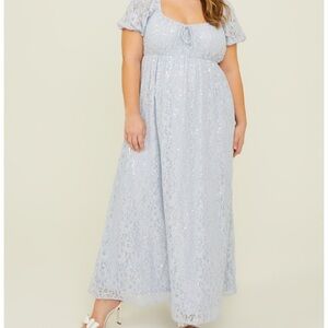 NEW Arula Blue Floral Sequin Maxi Dress Plus Size B / 2X NWT